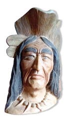 Buste, Etats-Uniis - Sculpture en bois guerrier Indien, Antiek en Kunst