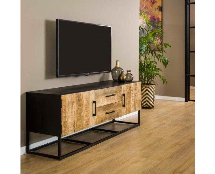Tv-meubel Metal Wood | 150 cm, Huis en Inrichting, Kasten | Televisiemeubels, Nieuw, Ophalen of Verzenden