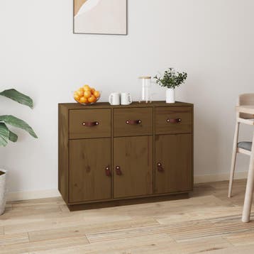 vidaXL Dressoir 100x40x75 cm massief grenenhout honingbruin, 100 tot 150 cm, Verzenden, Nieuw, Grenenhout