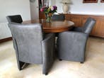 Set van 4 leren eetkamerfauteuils - met armleuning en, Huis en Inrichting, Stoelen, Ophalen of Verzenden, Nieuw, Leer