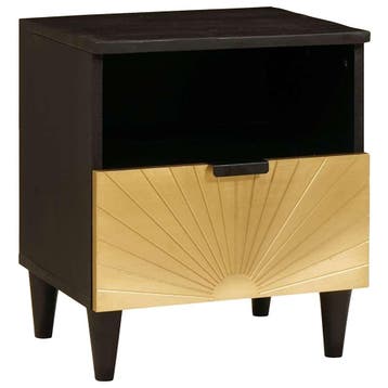 vidaXL Nachtkastje Zwart en Goud 40 x 33 x 46 cm Bewerkt, Huis en Inrichting, Minder dan 45 cm, Verzenden, Nieuw, Minder dan 55 cm
