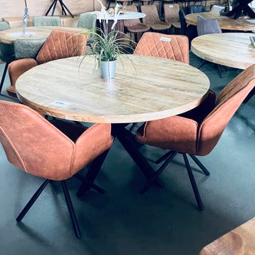NIEUWE RONDE TAFEL MET 4 STOELEN ACTIE v.a€ 415.-COMBI-DEAL, Huis en Inrichting, Tafels | Eettafels, Ophalen, Nieuw