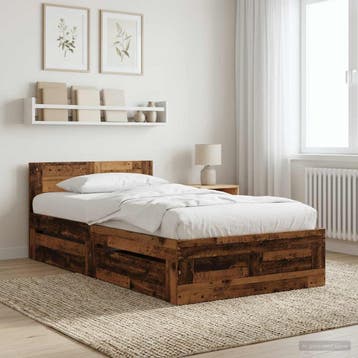 vidaXL Bedframe met lade met hoofdeinde 2 st Oud hout, Verzenden, Nieuw, Bruin, Hout