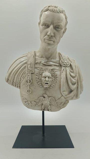 sculptuur, Busto di Giulio Cesare - 47 cm - marmerpoeder, Antiek en Kunst, Curiosa en Brocante