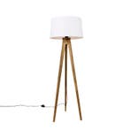 Landelijke tripod vintage hout met linnen kap wit 45 cm -, Verzenden, Nieuw, Hout, Landelijk