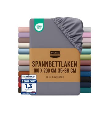 Utopia Bedding - Hoeslaken 100x200cm - Grijs (Slaapkamer), Verzenden, Nieuw