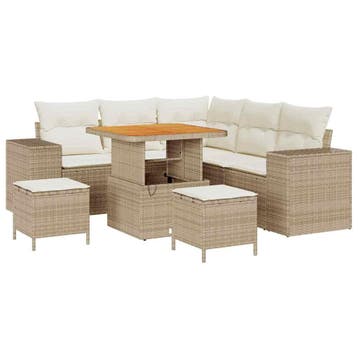 vidaXL Tuin Sofa Set 8 st Beige poly rattan, Verzenden, Nieuw, 8 zitplaatsen
