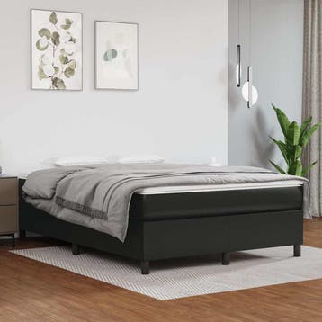 vidaXL Boxspring bed kunstleer zwart 140x200 cm, Overige materialen, Verzenden, Zwart, 140 cm