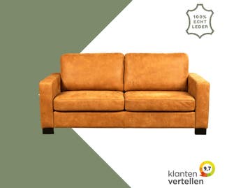 Leren bank Energy - 2,5 zits - Kenia Cognac (cognac) -, Huis en Inrichting, 150 tot 200 cm, Nieuw, Ophalen of Verzenden, Rechte bank