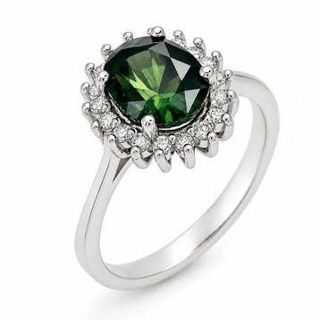 Ring - 14 karaat Witgoud - 2.76ct. tw. Saffier - Diamant -, Nieuw