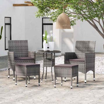 vidaXL 5-delige Loungeset poly rattan grijs, Verzenden, Nieuw, Loungeset