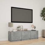 vidaXL TV-kast met LED Beton Grijs 140 x 34 x 40 cm, Minder dan 50 cm, Verzenden, Nieuw, Minder dan 100 cm