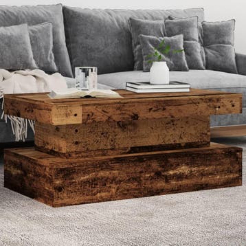 vidaXL Salontafel met LED-verlichting 90x50x40 cm oud, 50 tot 100 cm, Verzenden, Nieuw, 50 tot 100 cm