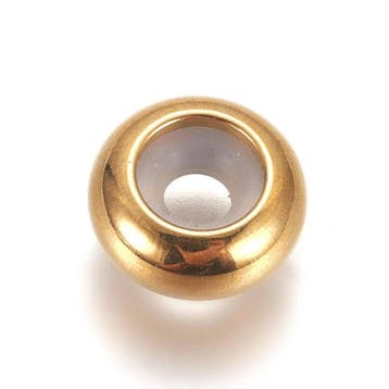 RVS 304 smart bead stopper Gold ca. 6 x 3mm gat 3mm (rubb..., Ophalen of Verzenden, Nieuw, Kraal