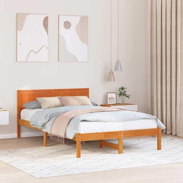 vidaXL Bedframe Bruin 120 x 190 cm Massief grenenhout, Bruin, Verzenden, Nieuw, Twijfelaar