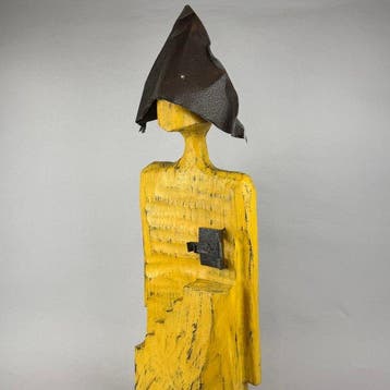 Karol Dusza (1972) - The Pierrott - 74cm- Wooden Sculpture)