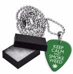 Aluminium plectrum kettingmet tekst Keep Calm and Smoke Weed, Ophalen of Verzenden, Nieuw