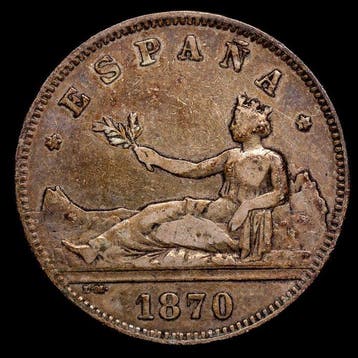Spanje. Gobierno Provisional. 2 Pesetas 1870*70 Madrid DEM
