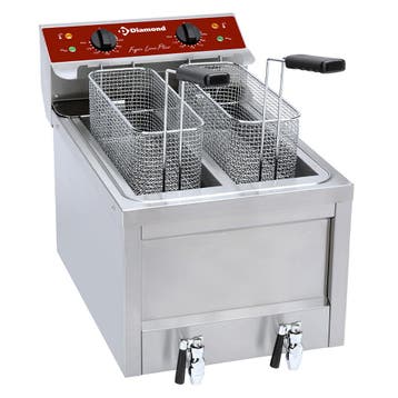 Diamond Friteuse | Elektrisch | 8+8L | 400v | Aftapkranen |, Ophalen of Verzenden, Nieuw in verpakking