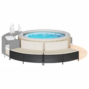 vidaXL Hottub-bankjes met kussens 2 st poly rattan zwart, Verzenden, Nieuw
