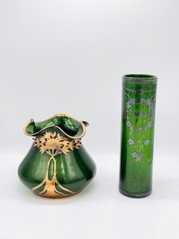 Josef Riedel Burkert - Vaas - Glas - Twee aventurijn vazen, Antiek en Kunst