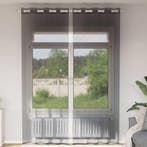 vidaXL Gordijnen voile met doorvoertules 2 st 140x260 cm, Verzenden, Nieuw, Zwart