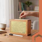 RUHHY houten spaarpot met spaarchallenge en 5 kaarten – m., Ophalen of Verzenden, Nieuw