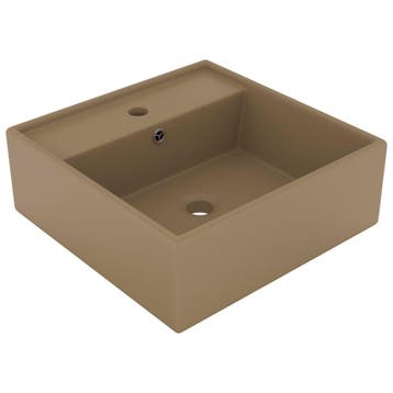 vidaXL Wastafel met overloop vierkant 41x41 cm keramiek, Verzenden, Nieuw