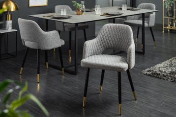 Elegante stoel PARIS lichtgrijs met decoratieve stiksels en, Huis en Inrichting, Stoelen, Ophalen of Verzenden, Nieuw