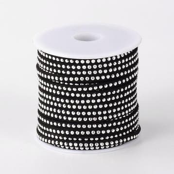 1 x meter imitatie suède leer 3 mm – zwart met zilverkleu, Ophalen of Verzenden, Nieuw, Draad