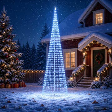vidaXL Kerstboomverlichting met grondpen en vlaggenmast 500, Verzenden, Nieuw