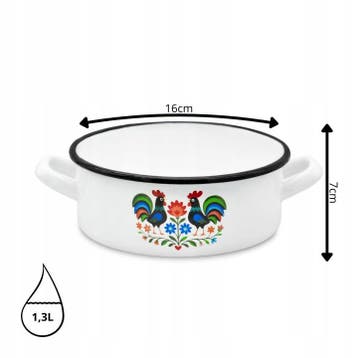Emaille Braadpan 1,3 Liter – Lage Kookpan 16 cm –, Huis en Inrichting, Keuken | Potten en Pannen, Ophalen of Verzenden, Nieuw