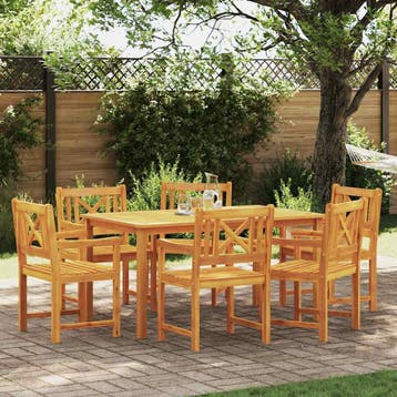 vidaXL Tuin eettafelset 7 st Bruin Massief Acaciahout, Verzenden, Nieuw, 7 zitplaatsen