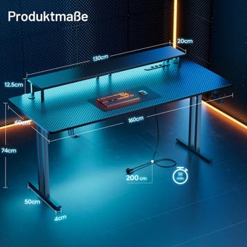 Gaming bureau - Gaming desk - Gaming tafel - 160x60 cm - Zwa, Huis en Inrichting, Verzenden, Zo goed als nieuw