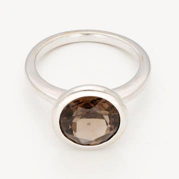 Ring - 18 karaat Witgoud - Rookkwarts, Nieuw