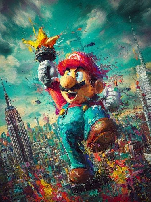 Canvas Fit - Alberto Ricardo - Mario y la antorcha de la, Spelcomputers en Games, Spelcomputers | Overige Accessoires