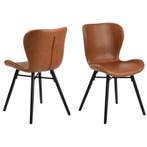 Rebellenclub Pescara Eetkamerstoel - Set Van 2 - Leatherlook, Zo goed als nieuw, Bruin, Twee