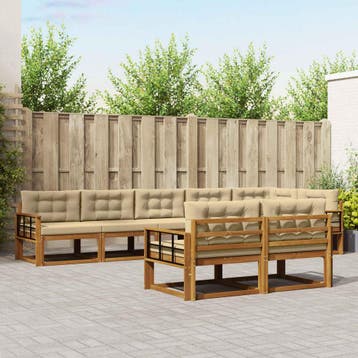 vidaXL Buiten bankenset 8 st Natuurlijk en Beige, Huis en Inrichting, Verzenden, Nieuw
