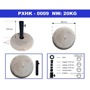Parasolvoet Bitritto parasolhouder beton rond Ø45x6 cm steen, Verzenden, Nieuw