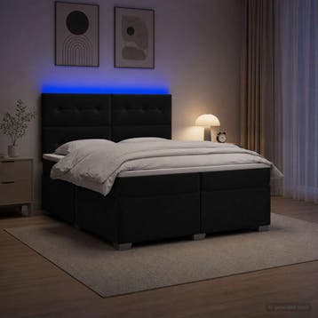 vidaXL Boxspringbed met matras Zwart 200 x 200 cm Fluweel, Verzenden, Zwart, Stof, Nieuw