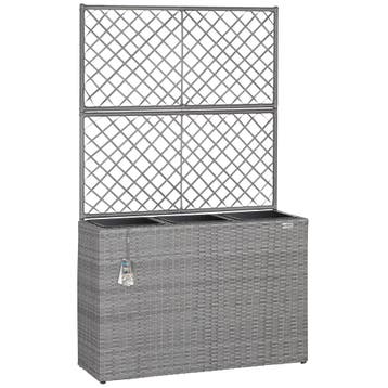 Polyrattan Bloembak met Latwerk Grijs (Voor in Huis), Verzenden, Nieuw