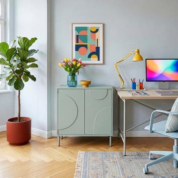 Sideboard Holea dressoir 75x70x34 cm saliegroen [en.casa], Huis en Inrichting, Kasten | Dressoirs, Verzenden, Nieuw