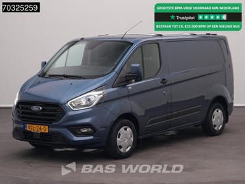 Ford Transit Custom 105pk L1H1 Trekhaak LED Xenon Navi Airco, Stof, Gebruikt, Euro 6, Blauw