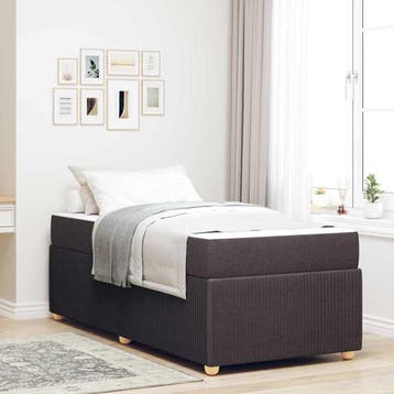 vidaXL Bedframe Donkerbruin 80 x 200 cm Stof, Verzenden, Nieuw, Bruin, Stof