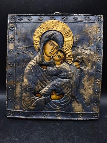 Icoon - Moeder Gods - Zilver, Metaal