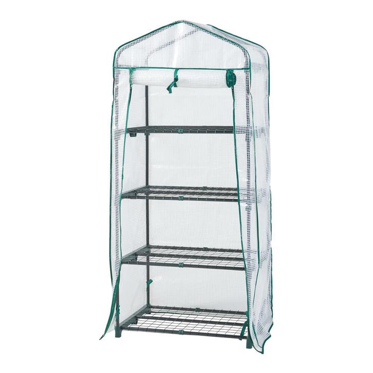 [en.casa] Tuinkas Chaam foliekas 158x69x49 cm wit, Tuin en Terras, Tuinhuizen, Verzenden