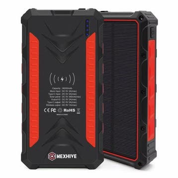 Mexhive Solar Powerbank 36000 mAh – IP54 – Draadloos Opladen, Ophalen of Verzenden, Nieuw