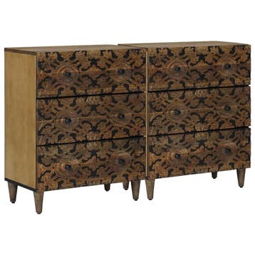 vidaXL Dressoir 2 st 60 x 33,5 x 75 cm Massief Mango Hout, Verzenden, Nieuw