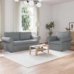 vidaXL Bankstel 2 pcs Lichtgrijs 175 x 82 x 80 cm Stof, Huis en Inrichting, Banken | Bankstellen, Verzenden, Nieuw, Stof, Minder dan 150 cm