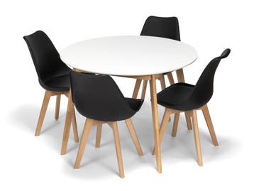 Eettafelset Scandinavia 4 Scandi Stoelen 105 cm, Huis en Inrichting, Verzenden, Nieuw, Modern Scandinavisch, Minder dan 4 stoelen